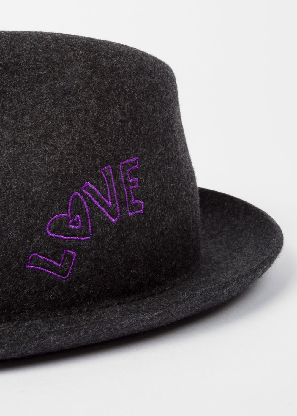 Paul Smith Men's Charcoal Grey 'love' Embroidery Wool-Felt Cap