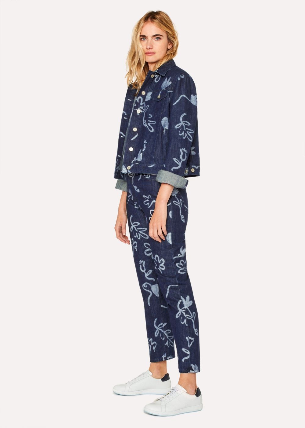 Paul Smith Lady's Indigo 'acapulco' Print Girlfriend-Fit Denim Jeans