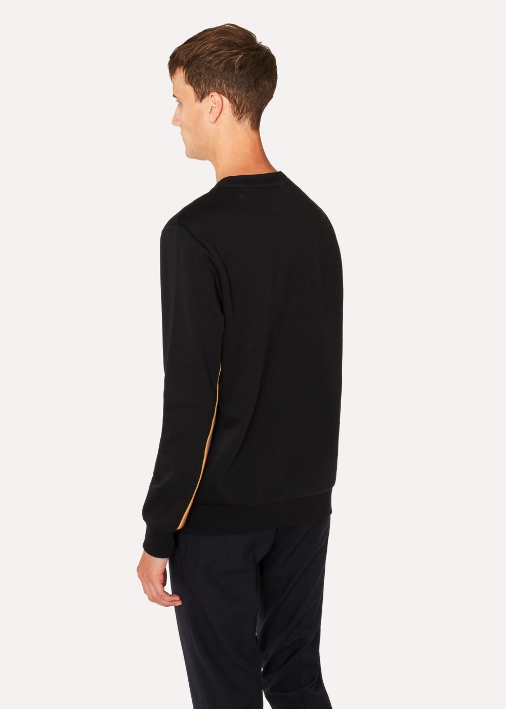 Paul Smith Men's Black 'artist Stripe' Tape Seam Sweatshirt