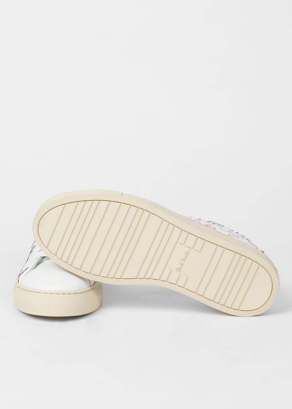 Paul Smith Lady's White 'ideas Script' Leather 'basso' Trainers