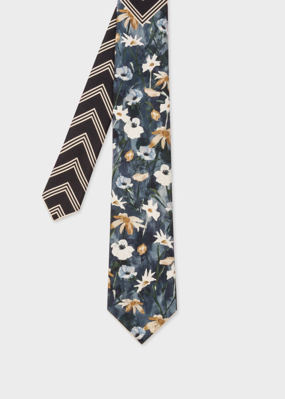 Paul Smith Mens's Floral And Geometric Stripe Silk Tie