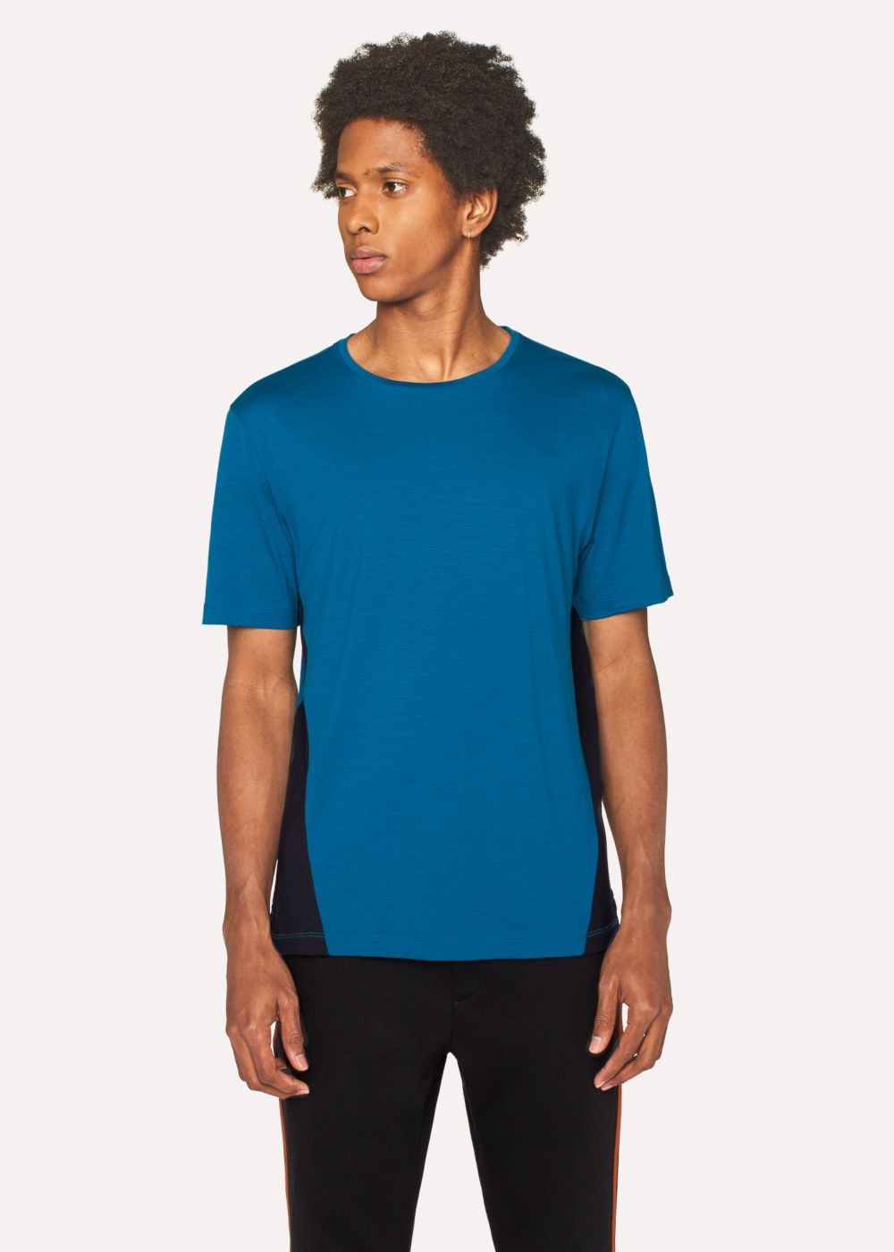 Paul Smith Men's Blue Tees With Black Panels