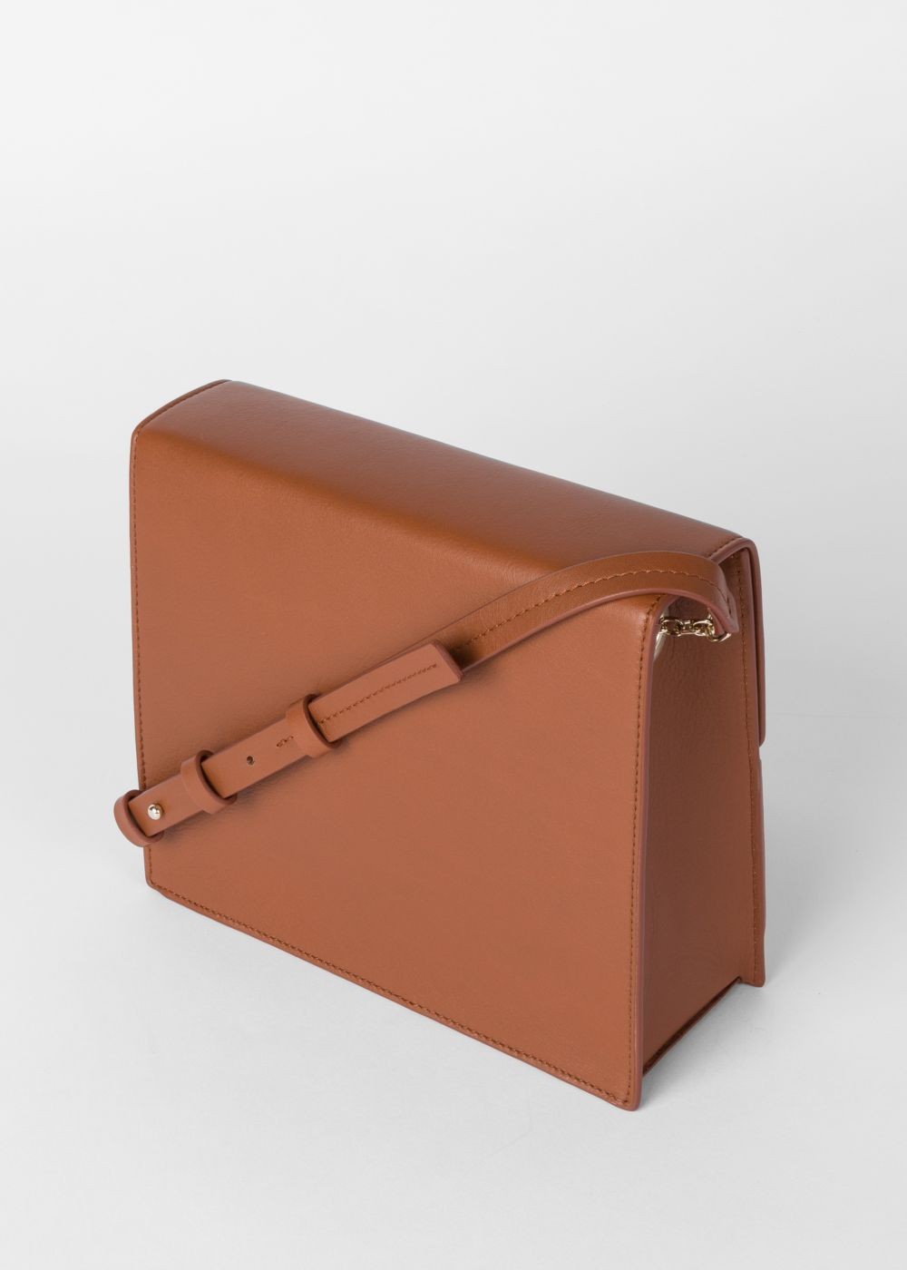 Paul Smith Women's Tan Leather Cross-Body HandBag With Multi-Coloured Stripe Embroidered Detail