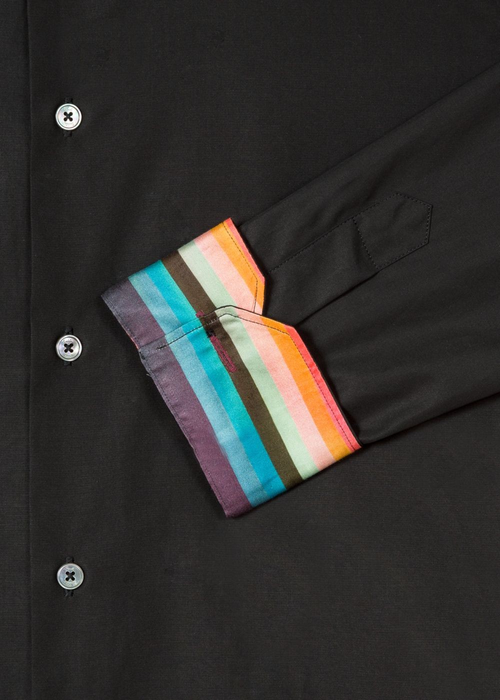 Paul Smith Men's Tailored-Fit Black Cotton 'artist Stripe' Cuff Tshirt