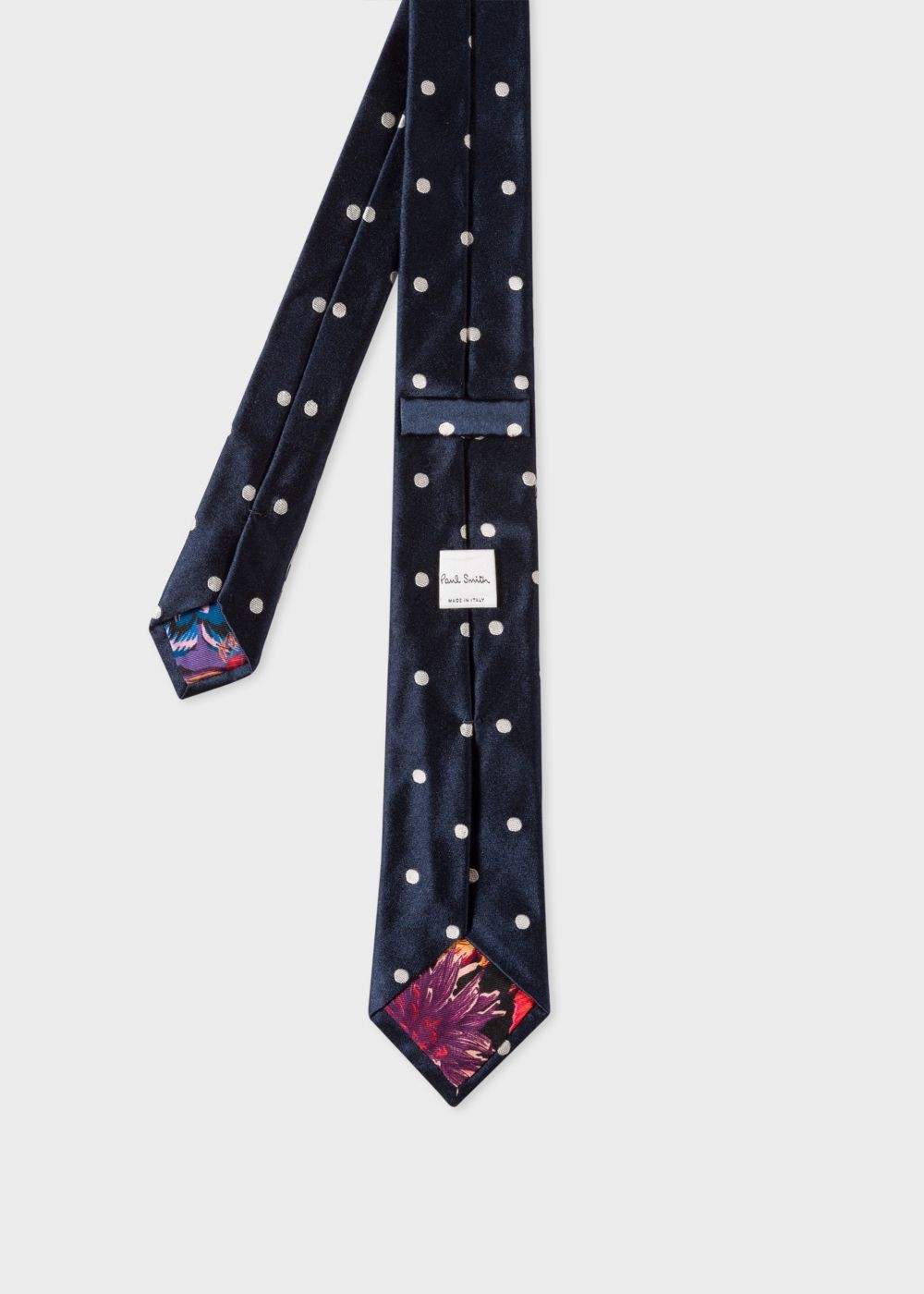 Paul Smith Mens's Navy And White Polka Dot Narrow Silk Tie