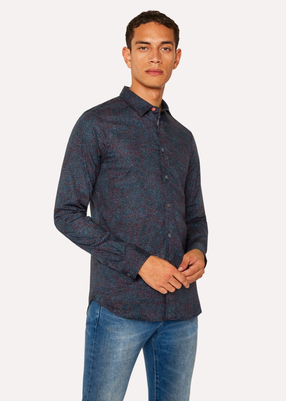 Paul Smith Mens's Slim-Fit Navy 'painted Scribble' Print Stretch-Cotton T-Shirts