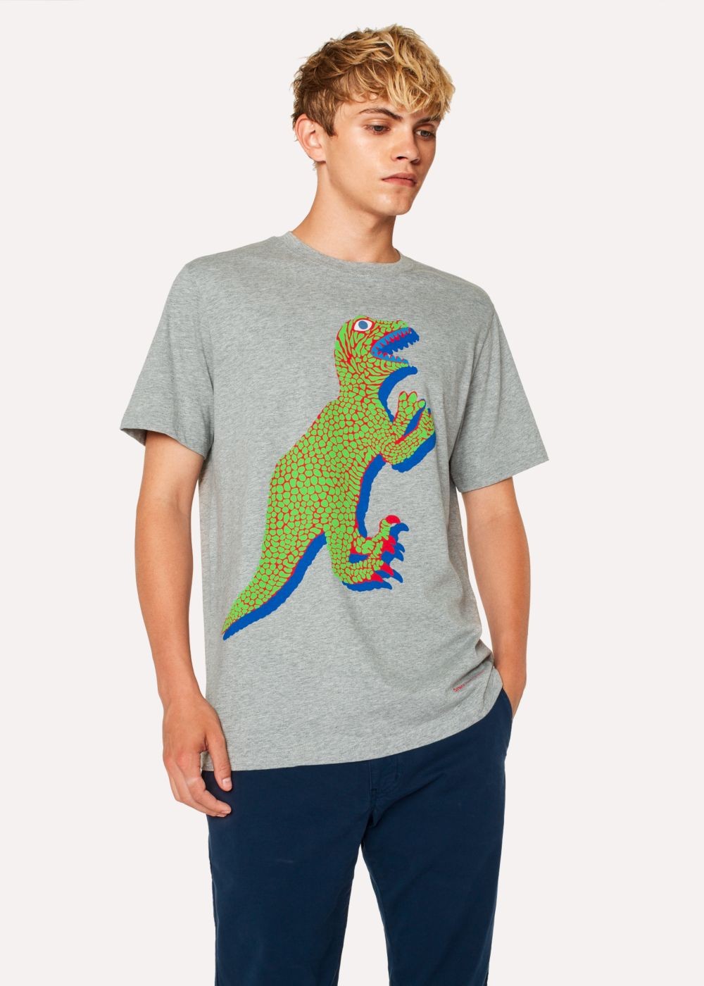 Paul Smith Men's Grey Large Green 'dino' Print Cotton T-Shirts