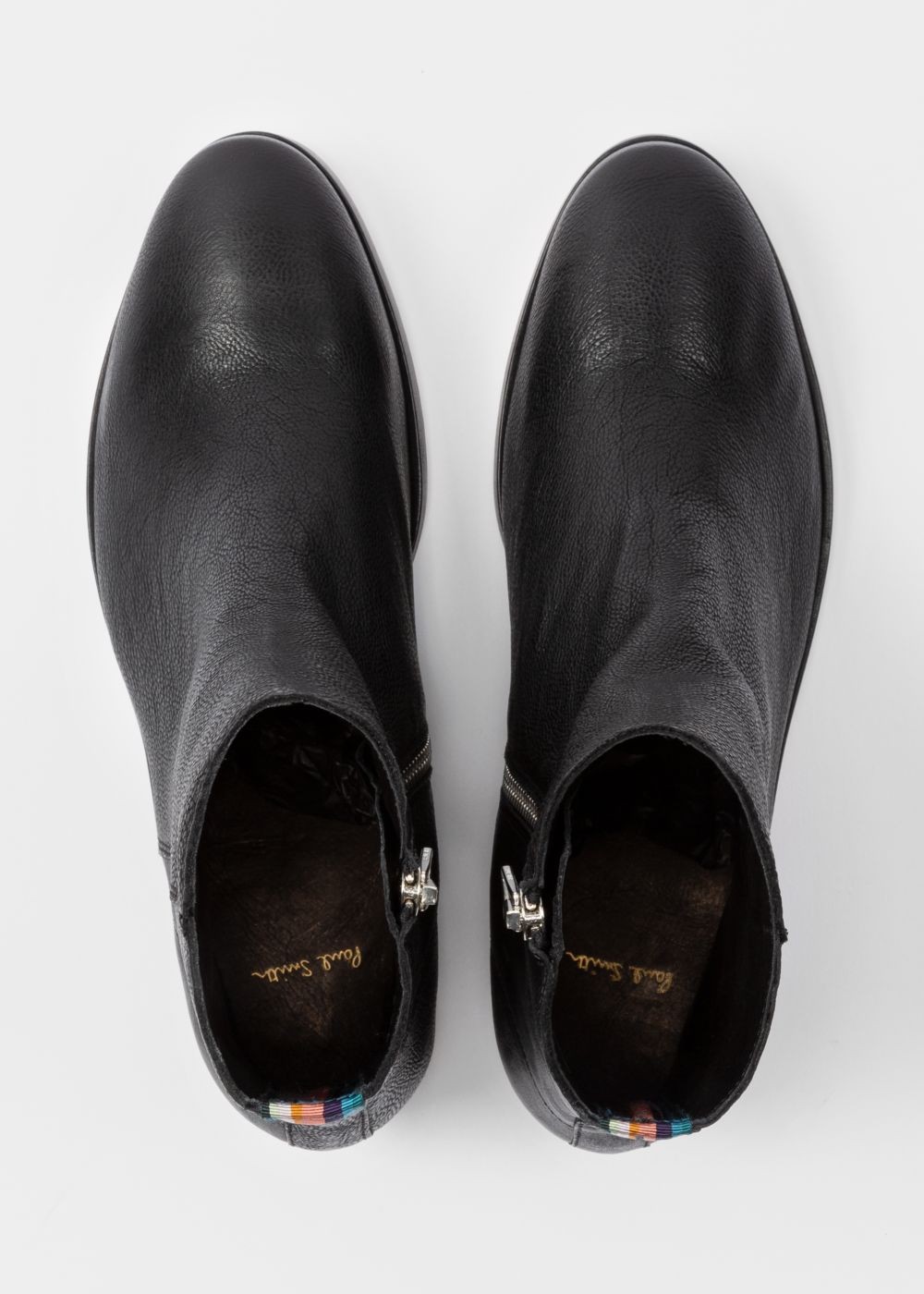 Paul Smith Lady's Black Leather 'brookyln' Boots With 'artist Stripe' Detail