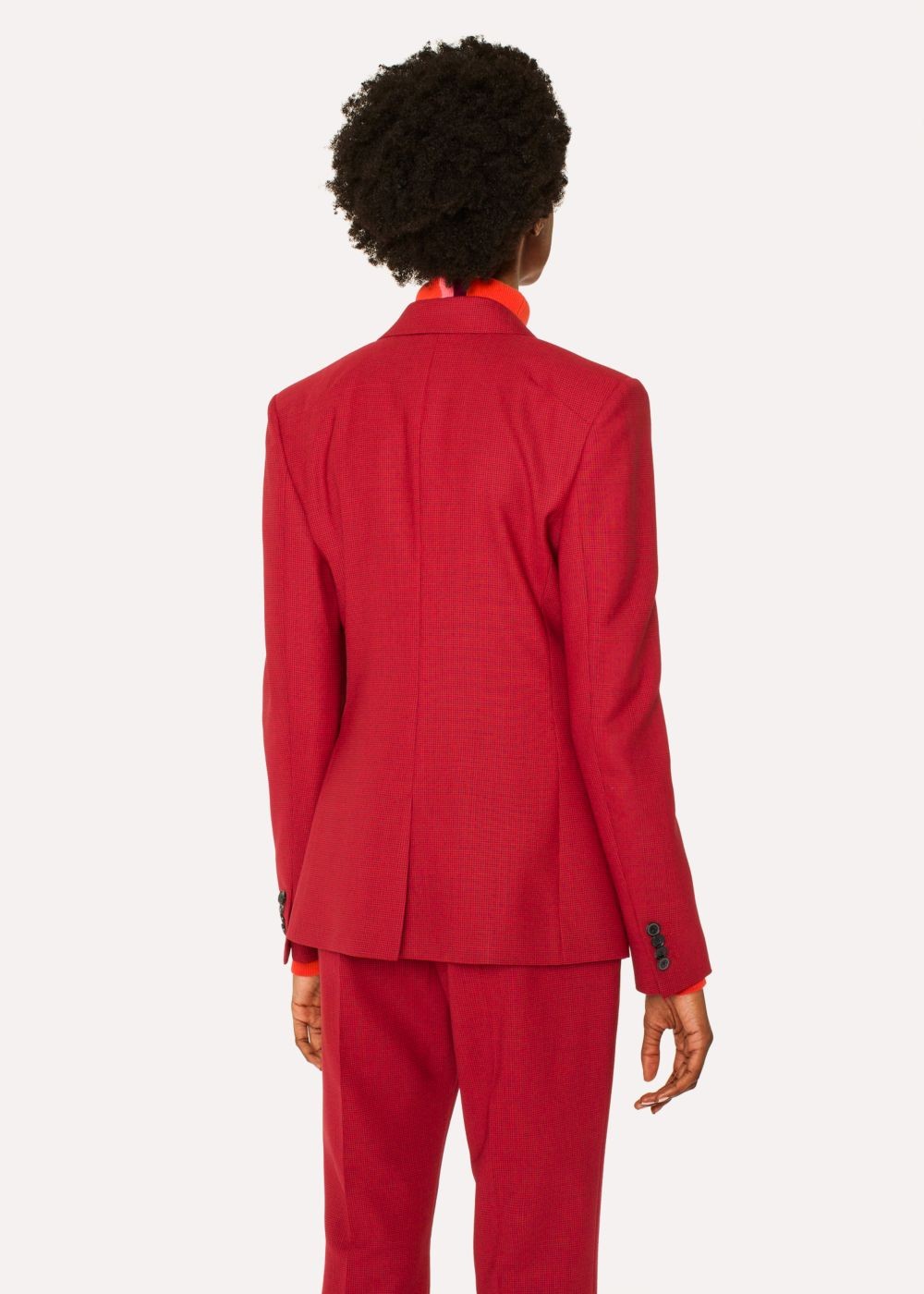 Paul Smith Women's Slim-Fit Red Houndstooth One-Button Wool Suit
