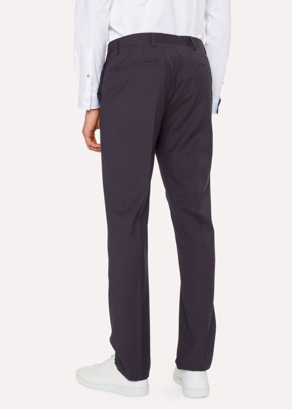 Paul Smith Mens's Mid-Fit Navy Check Wool-Blend Pants