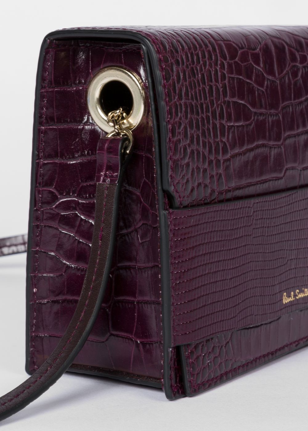 Paul Smith Women's Burgundy Mock-Croc Cross-Body HandBag