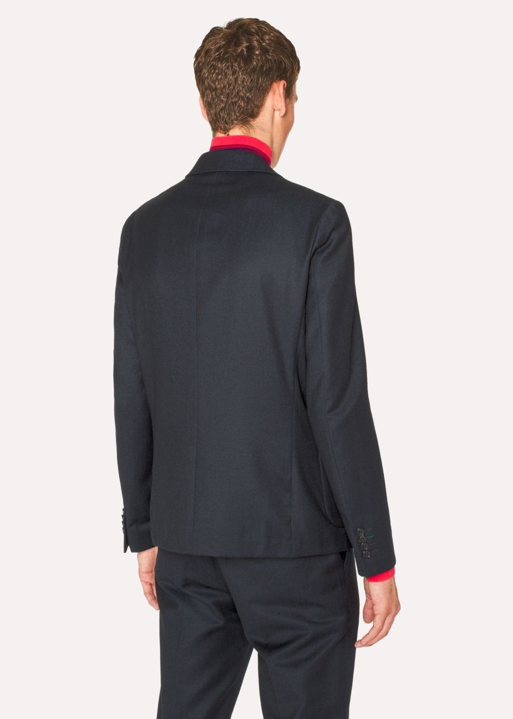 Paul Smith Men's Mid-Fit Two-Tone Navy Wool-Blend Twill Blazer Clothing