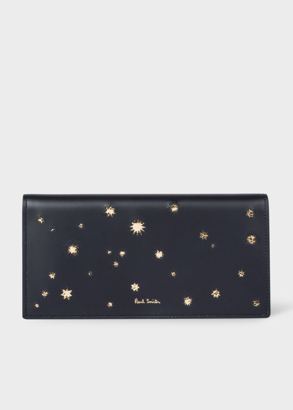 Paul Smith Womens's Navy 'gold Star' Leather Tri-Fold Wallet