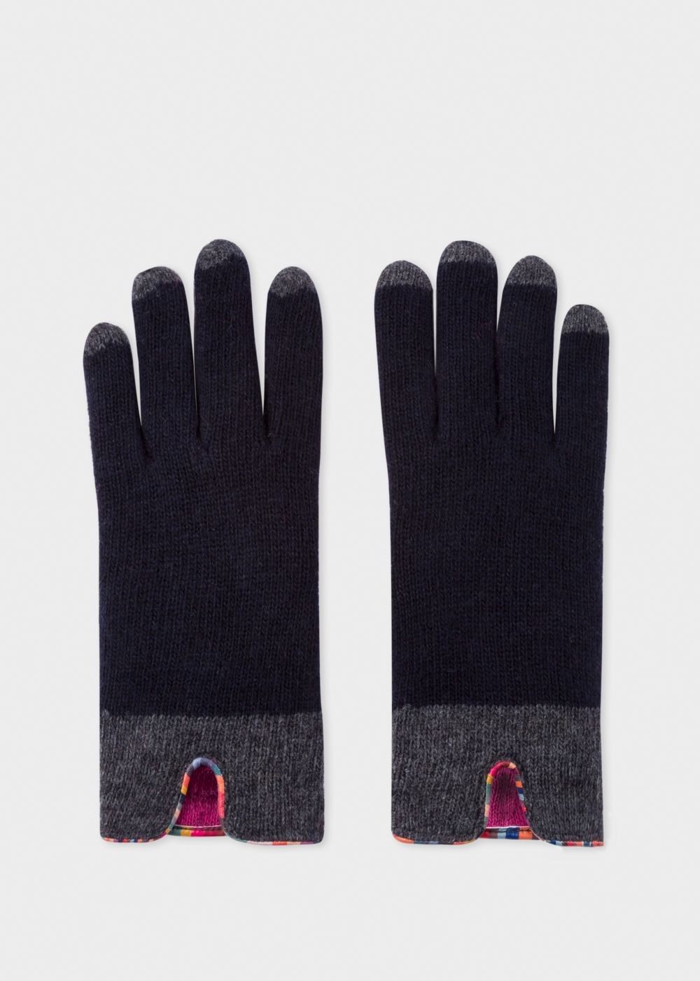 Paul Smith Women's Dark Navy Wool Gloves With 'swirl' Piping