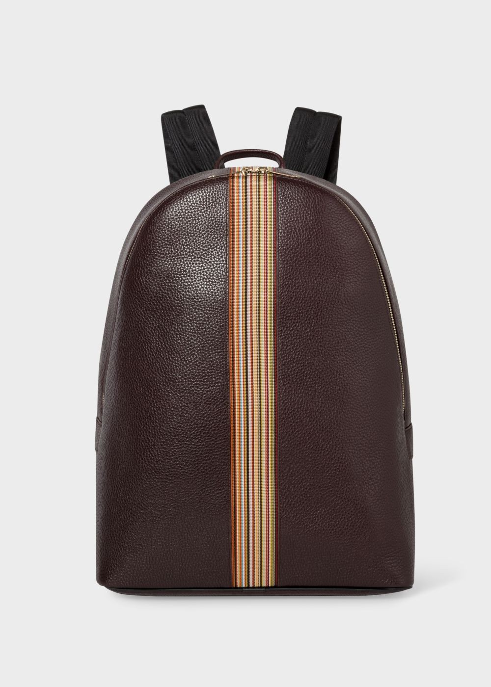 Paul Smith Men's Dark Burgundy Leather Signature Stripe Backpack