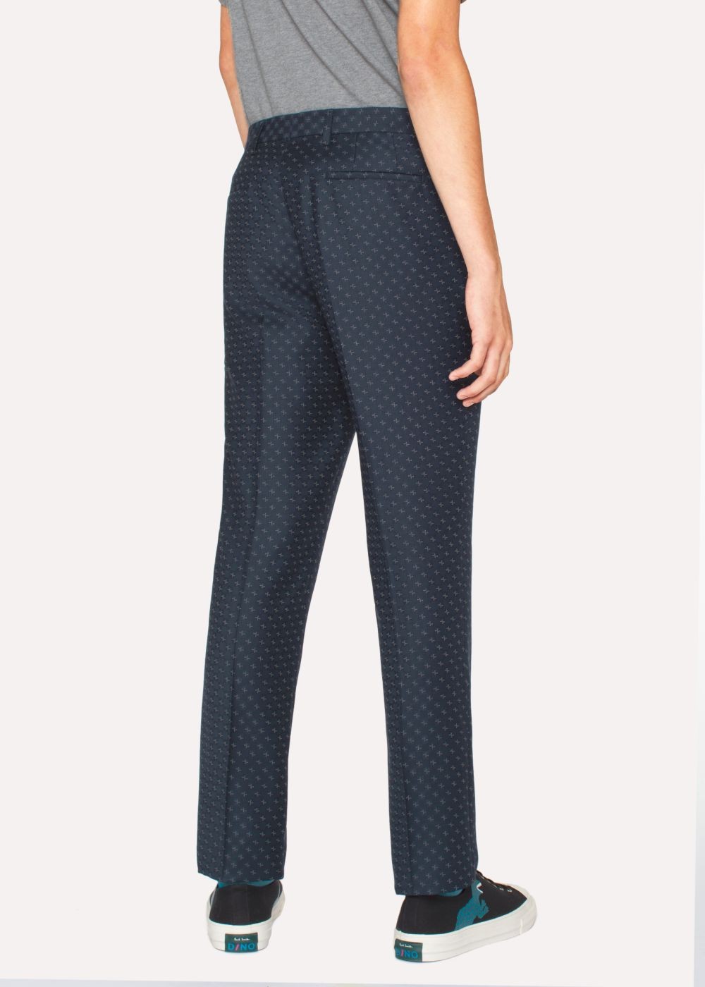 Paul Smith Men's Mid-Fit Navy Checkerboard-Cross Jacquard Pants