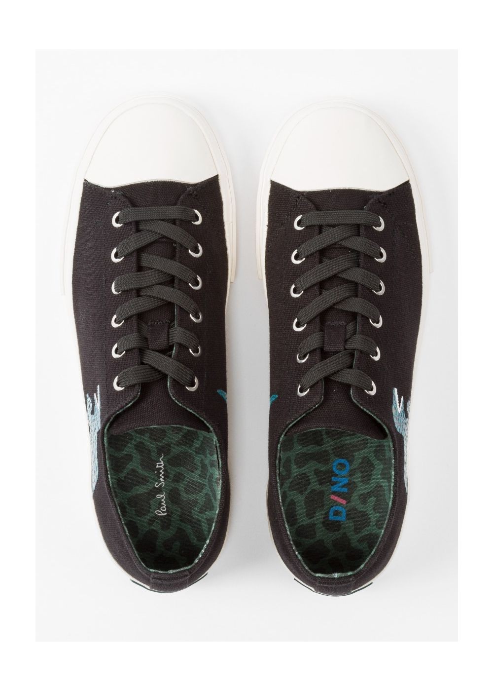Paul Smith Women's Black Canvas 'kinsey' Sneakers With Dino Print