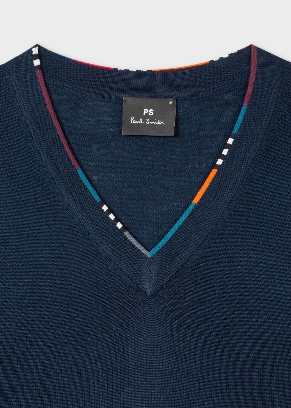Paul Smith Men's Navy V-Neck Sweater With Contrast Detail