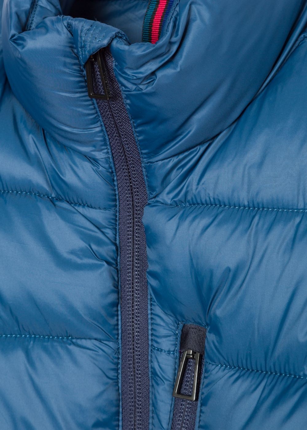 Paul Smith Men's Blue Quilted coat With Reflective Zebra Logo