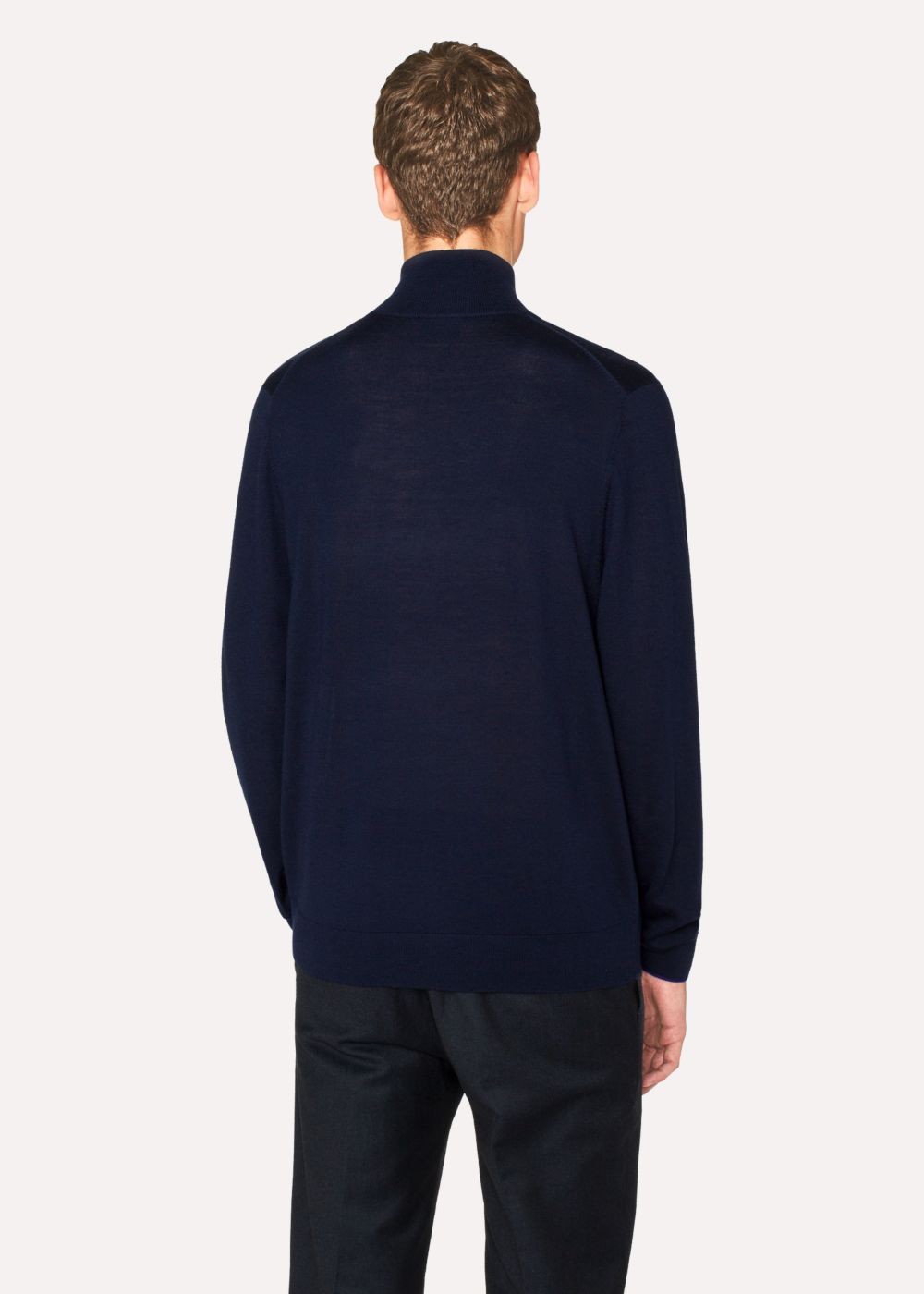 Paul Smith Mens's Navy Funnel-Neck Merino Wool Sweater