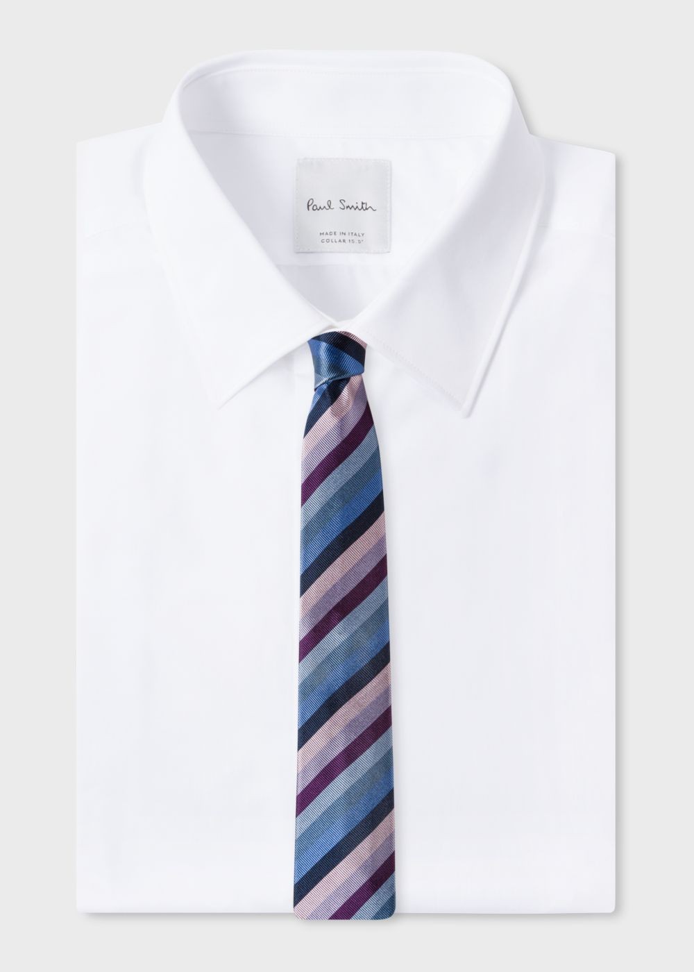 Paul Smith Men's Purple Multi-Coloured Diagonal Stripe Narrow Silk Tie