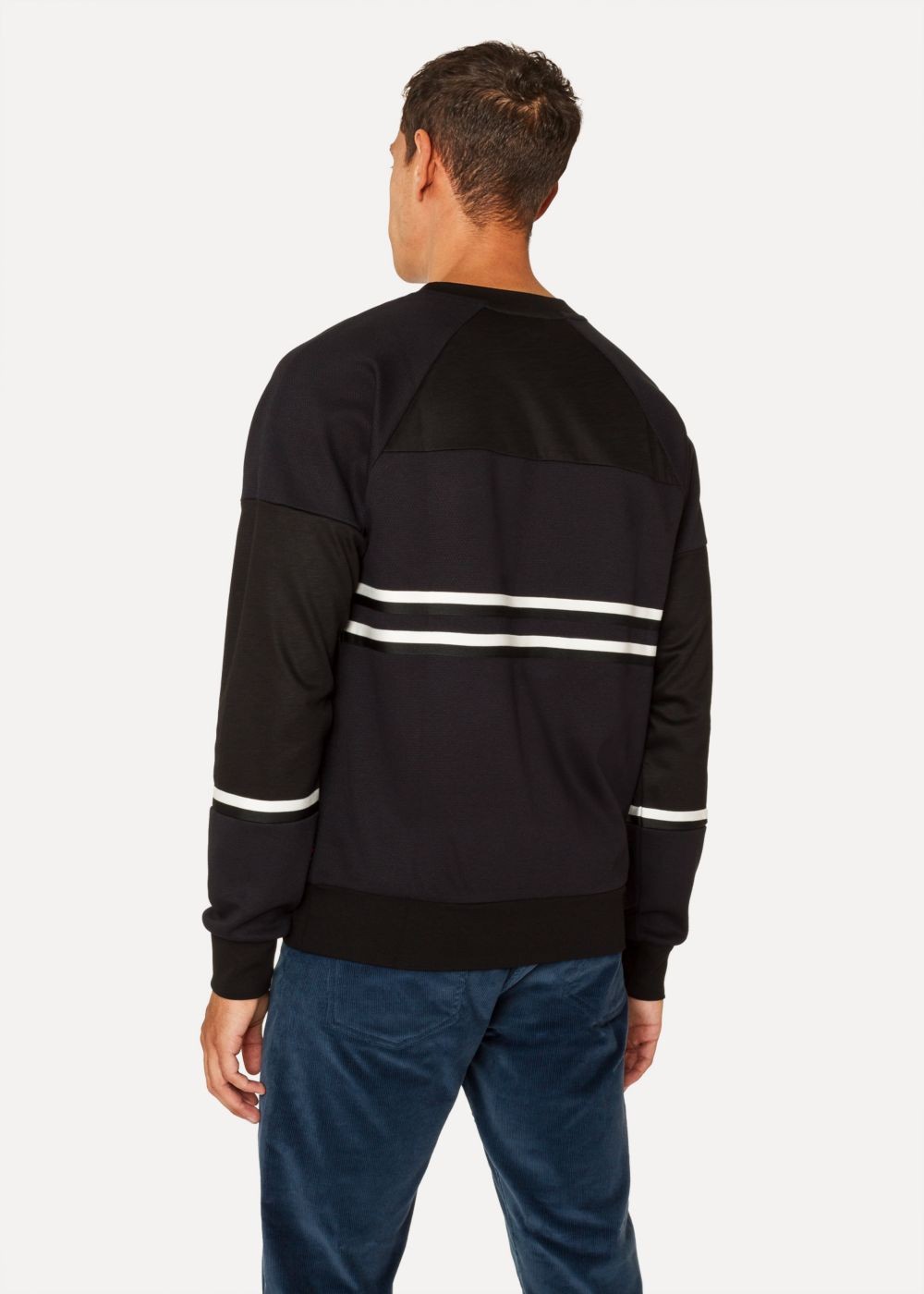 Paul Smith Mens's Black Cotton-Viscose Panelled Stripe Sweatshirt