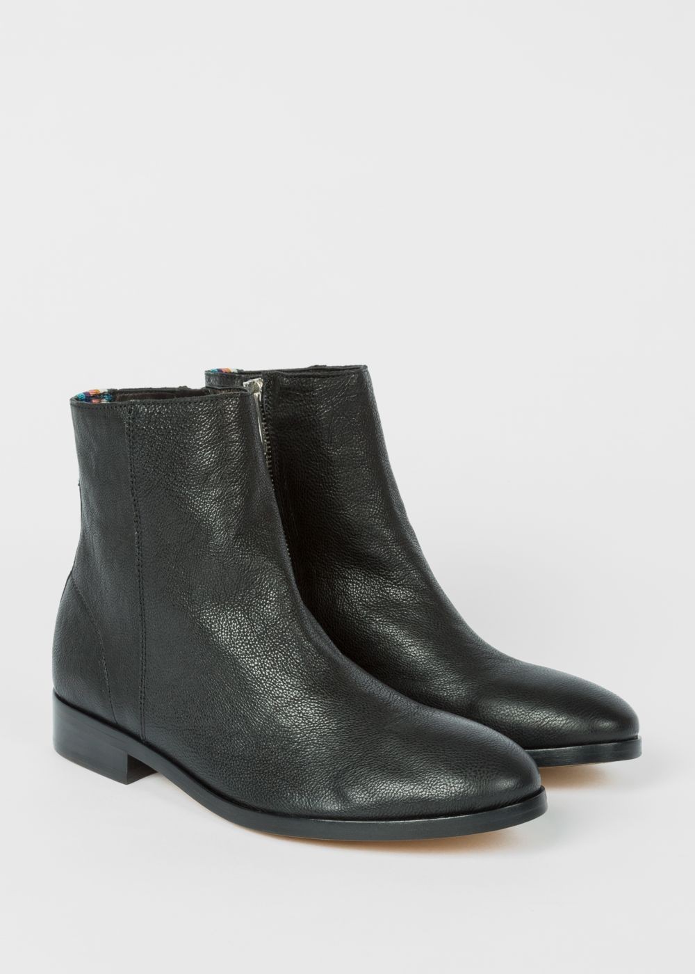 Paul Smith Lady's Black Leather 'brookyln' Boots With 'artist Stripe' Detail