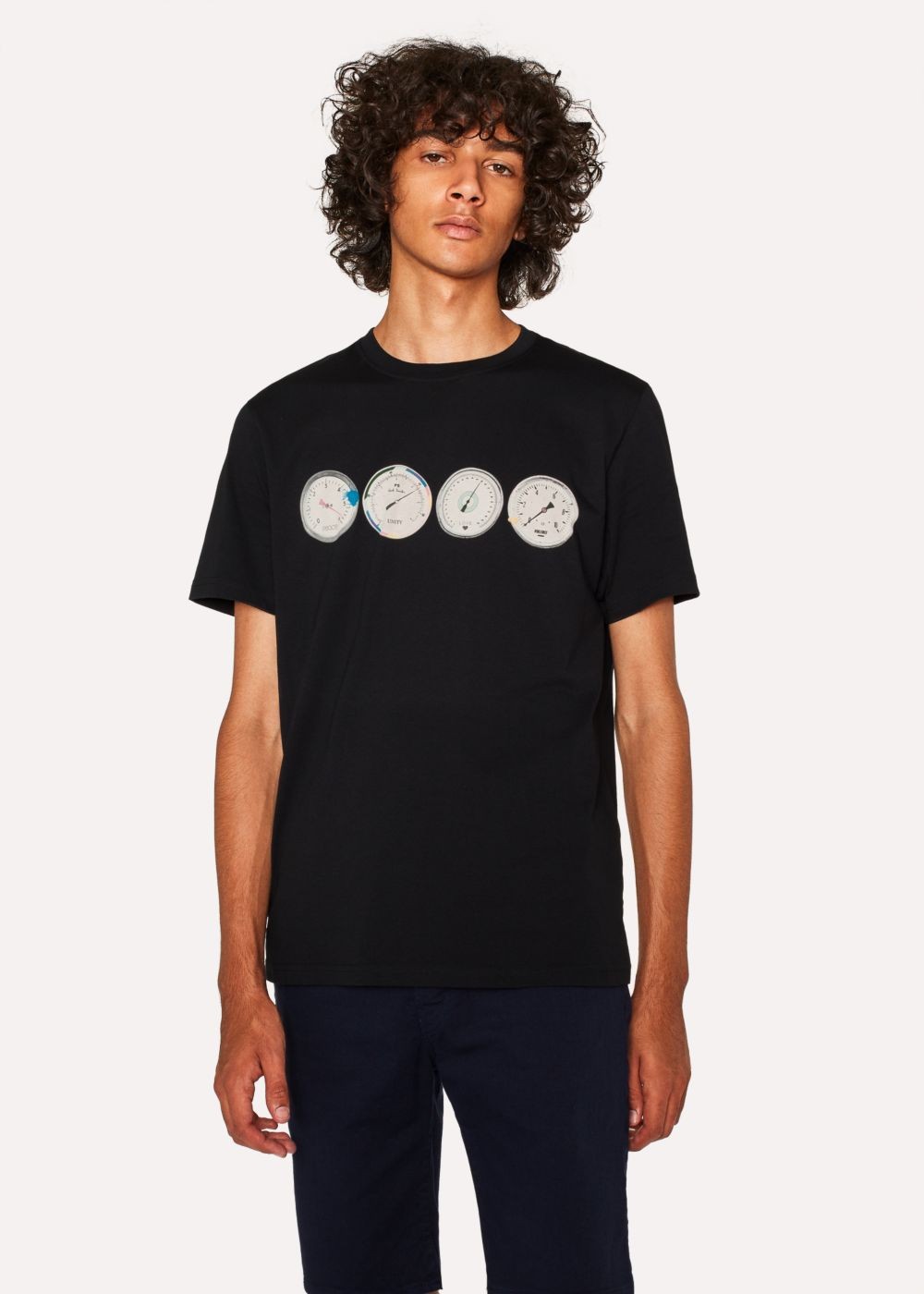 Paul Smith Mens's Black 'gauges' Print Organic-Cotton Tee