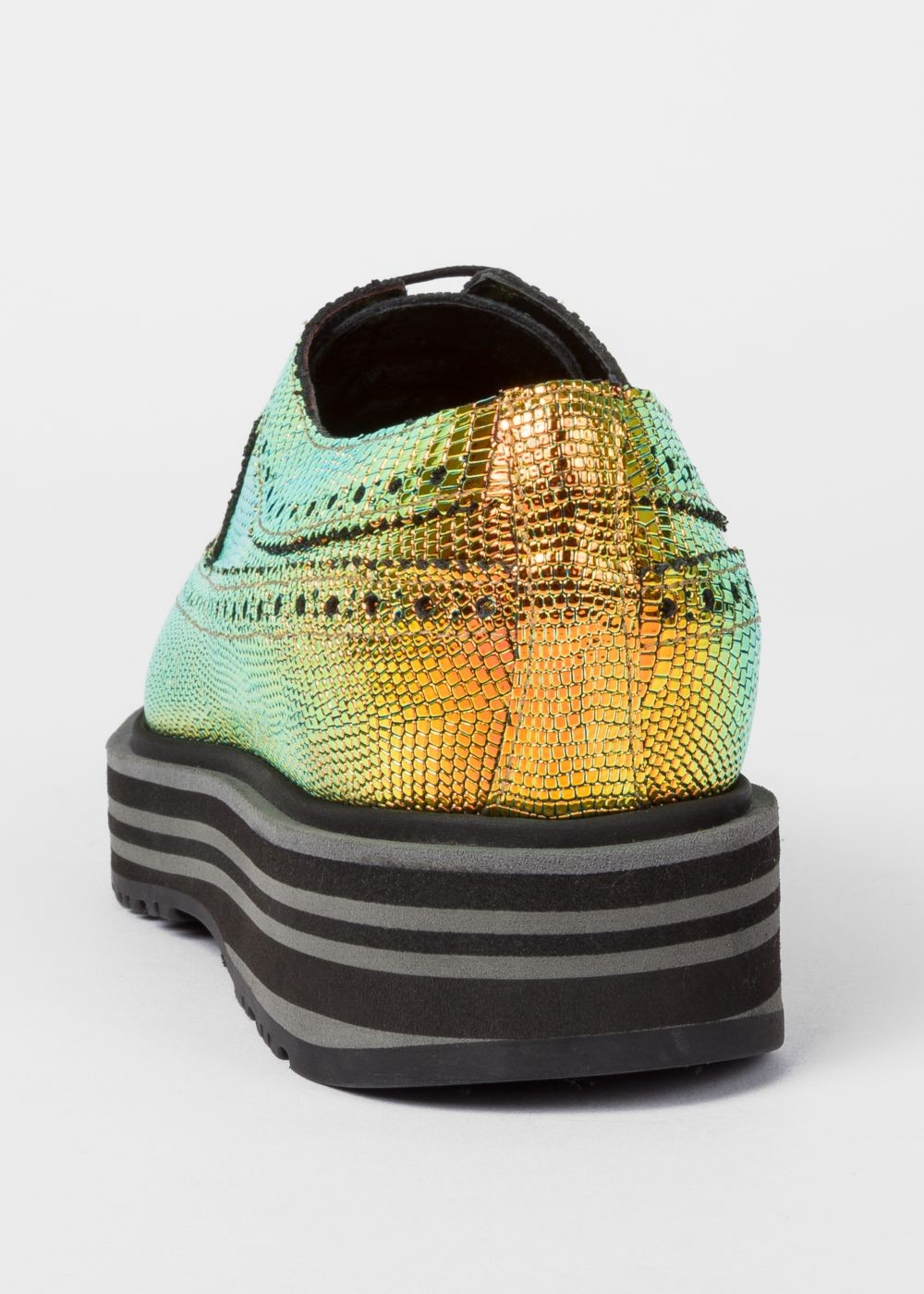Paul Smith Womens's Iridescent Leather 'grand' Brogues With Striped Soles Sneakers