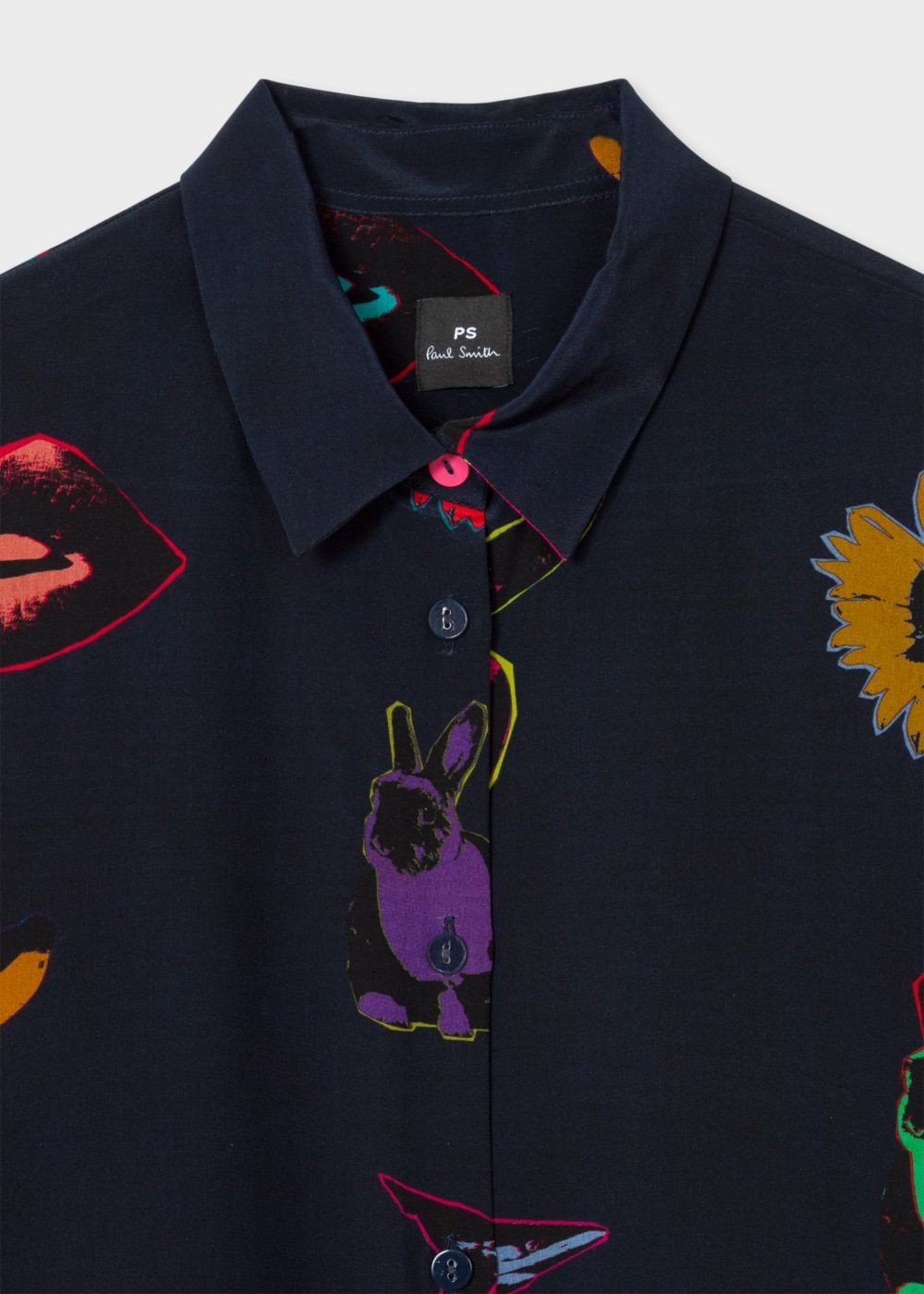 Paul Smith Women's Navy 'artful Lives' Print Silk Shirts