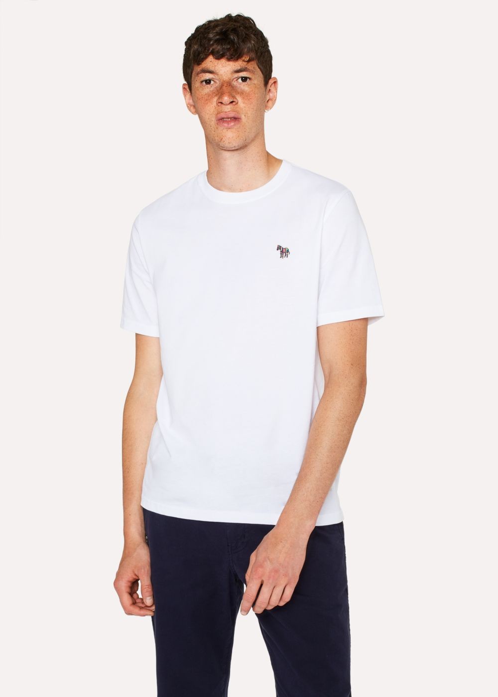 Paul Smith Men's White Organic-Cotton Zebra Logo Tshirt
