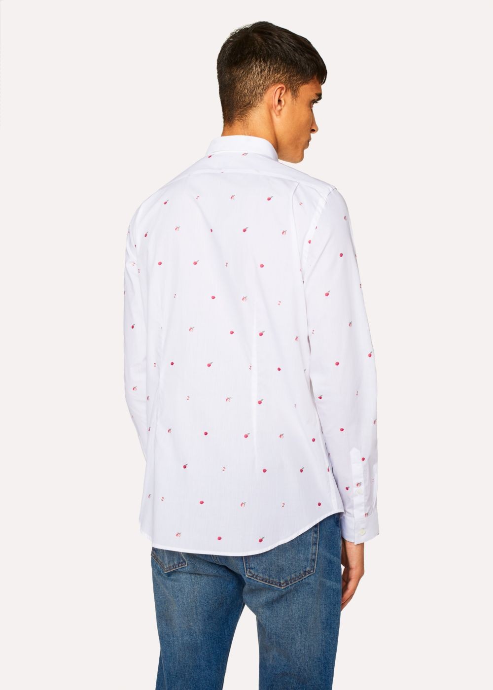 Paul Smith Men's Slim-Fit White 'apple' Embroidery Cotton TShirts