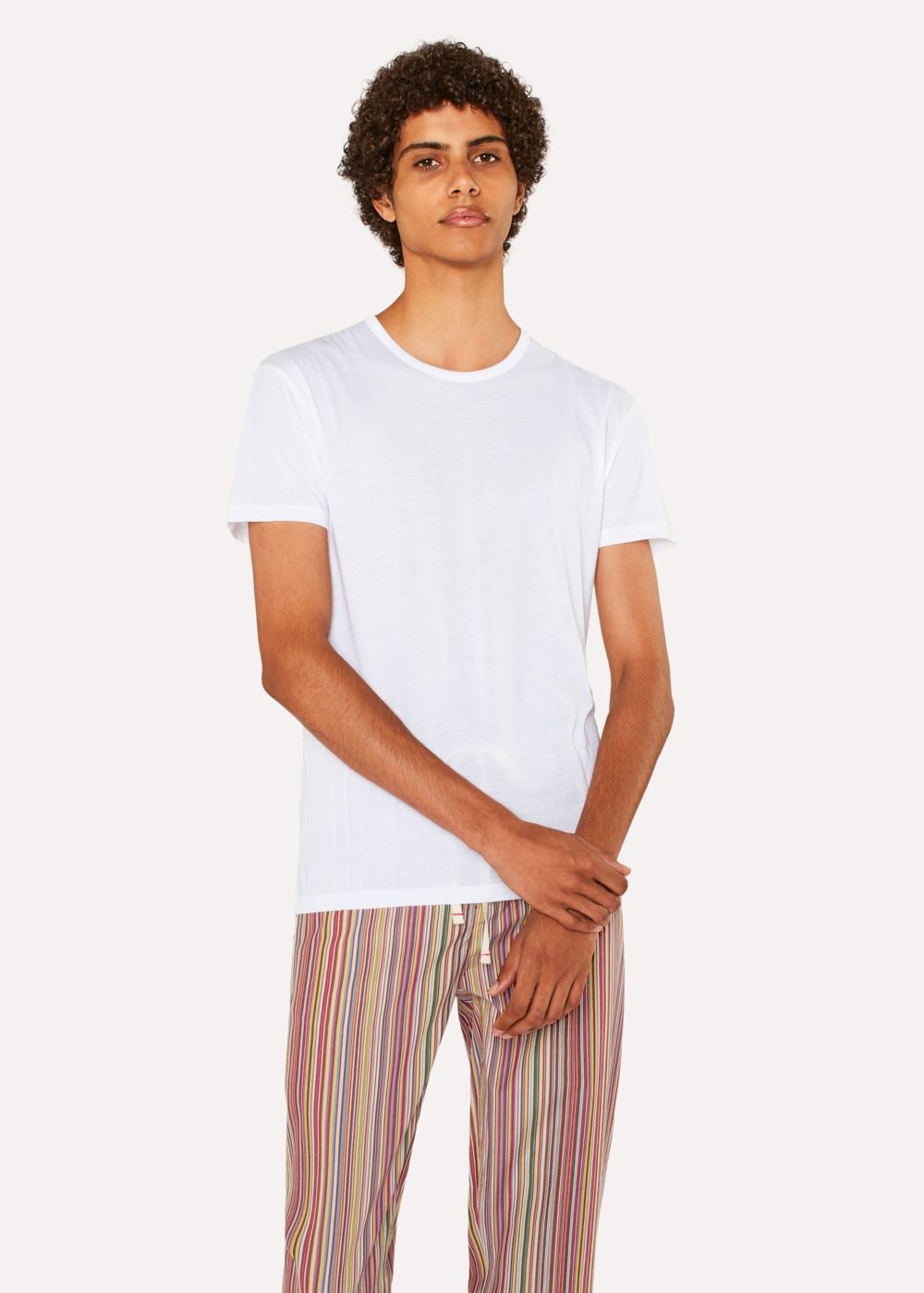 Paul Smith Mens's White Crew Neck Pima Cotton Short-Sleeve Vest