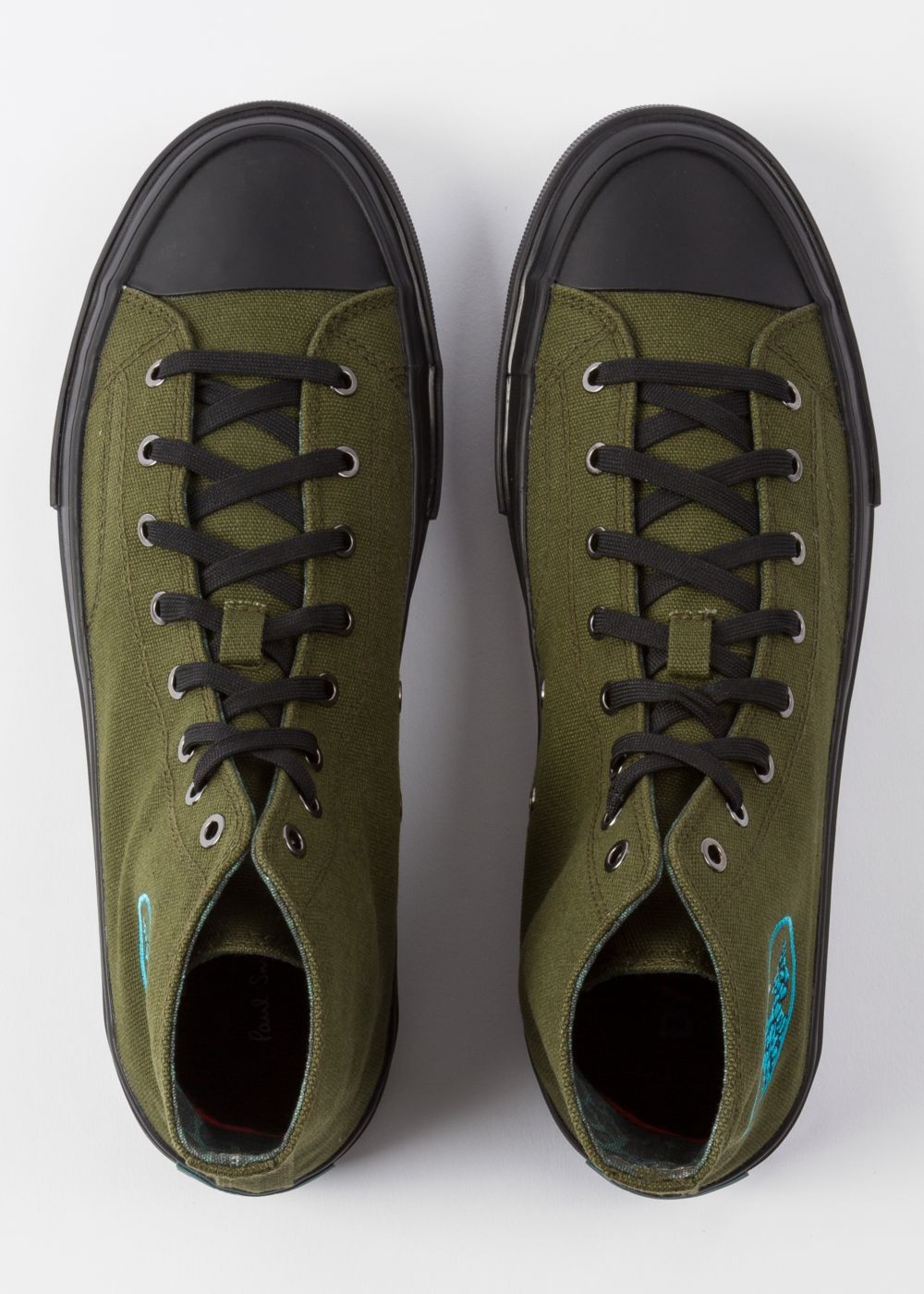 Paul Smith Men's Khaki Canvas 'kirk' Sneakers With 'dino' Embroidery