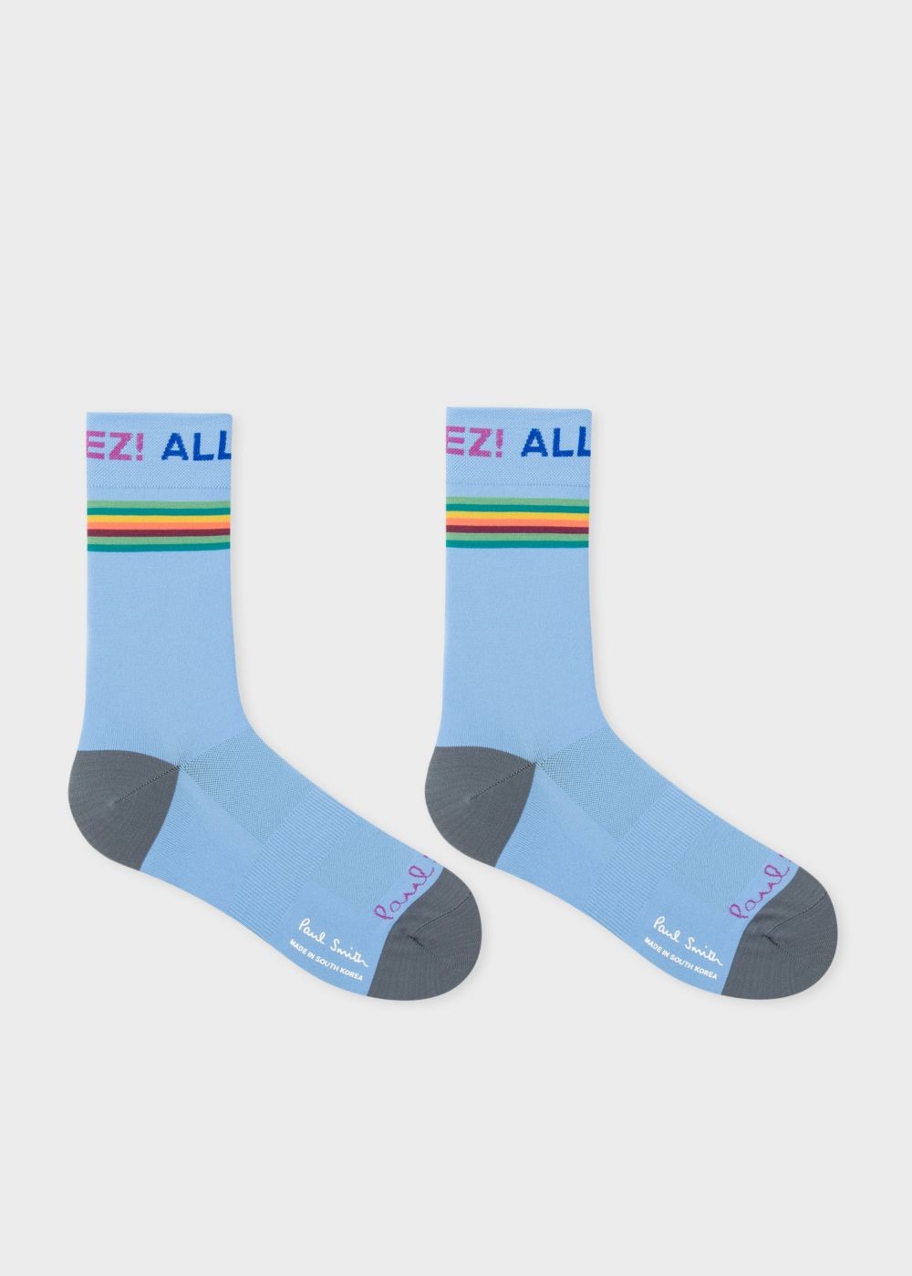 Paul Smith Men'S Light Blue 'Allez!' Cycling Socks