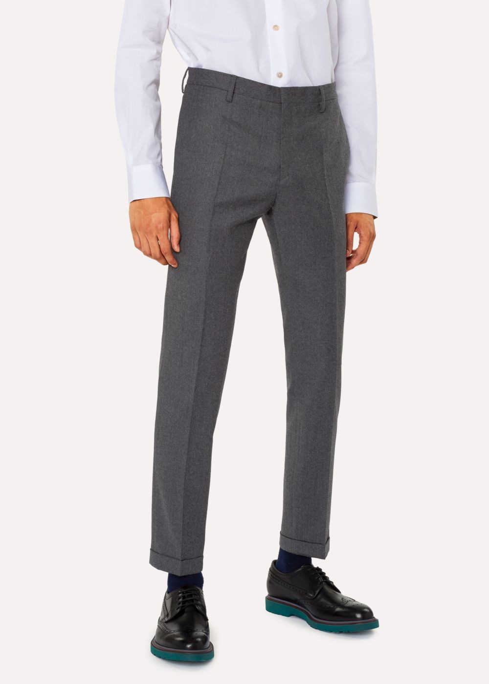 Paul Smith Mens's Slim-Fit Light Grey Wool And Cashmere-Blend Pants