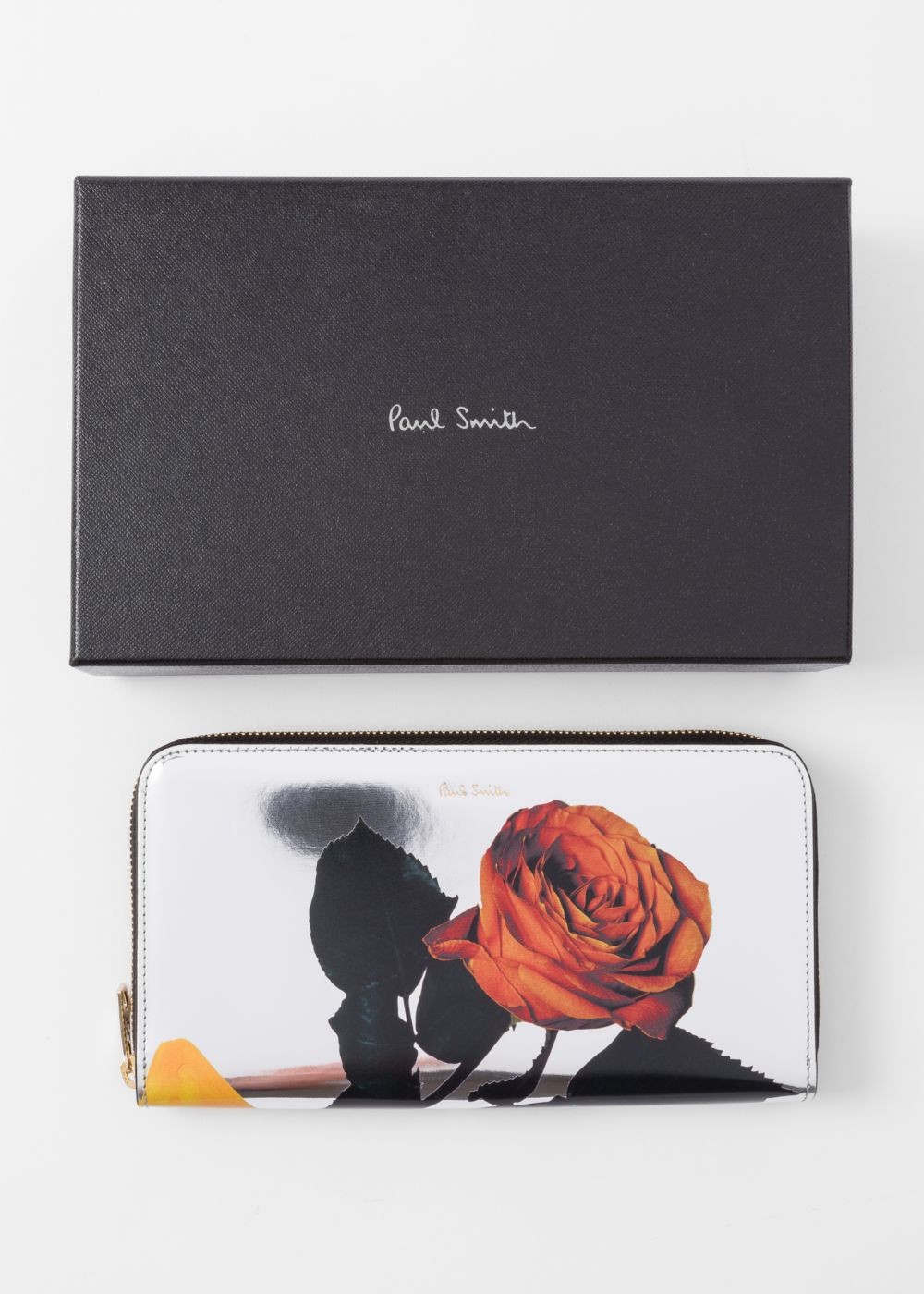 Paul Smith Women's Large Silver 'rose' Leather Zip-Around Wallet