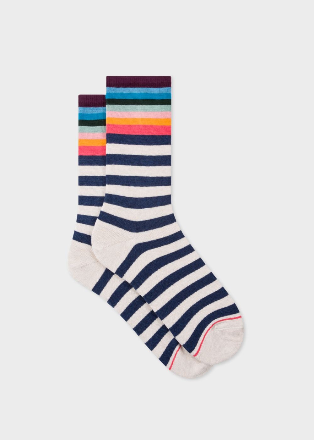 Paul Smith Women's Cream Striped Socks With 'artist Stripe' Cuff