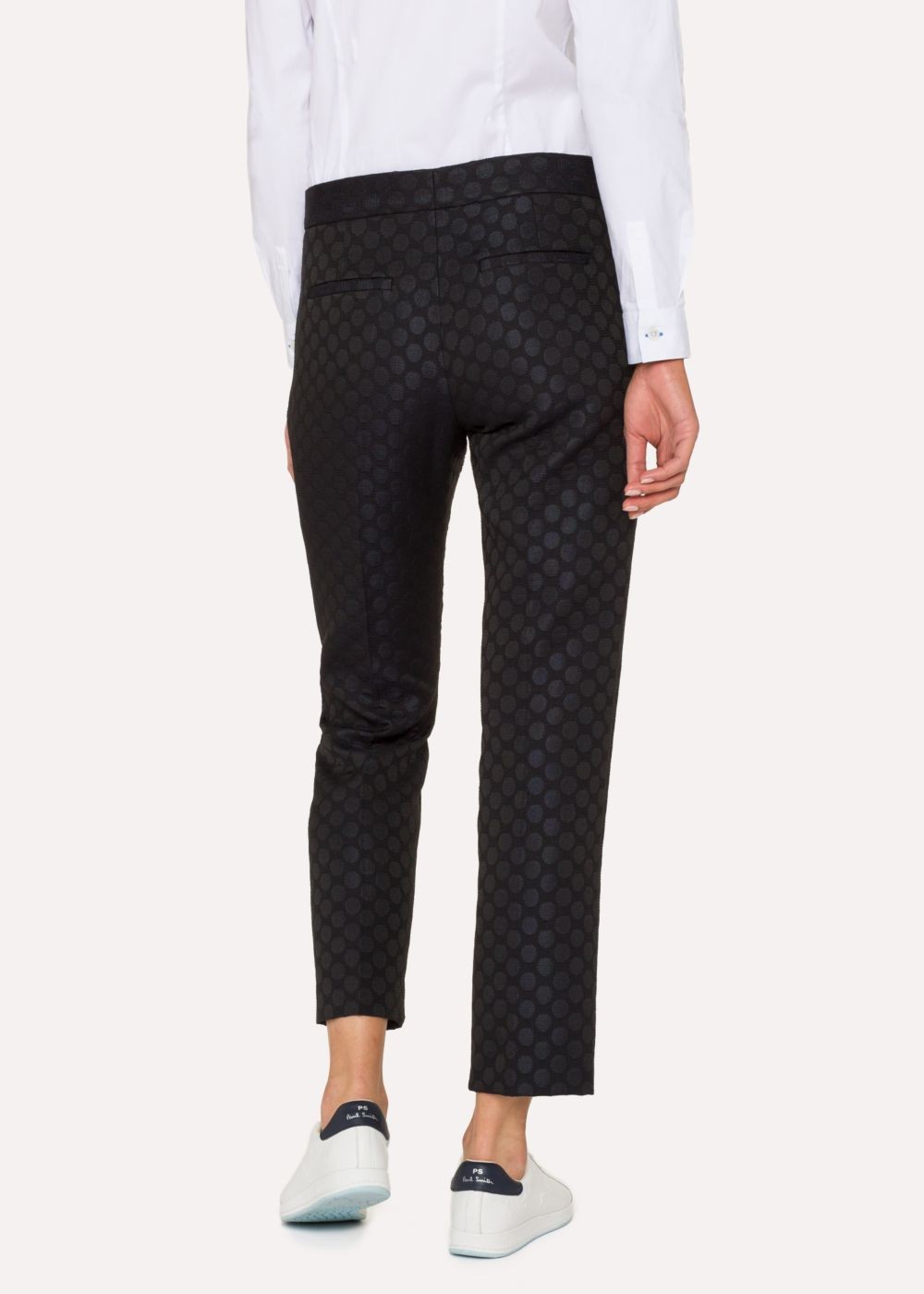 Paul Smith Women's Slim-Fit Black Polka Dot Jacquard Cotton-Blend Pants