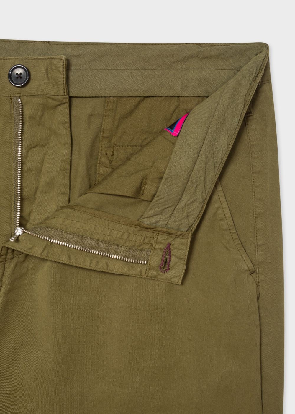 Paul Smith Men's Khaki Garment-Dyed Stretch Pima-Cotton Shorts