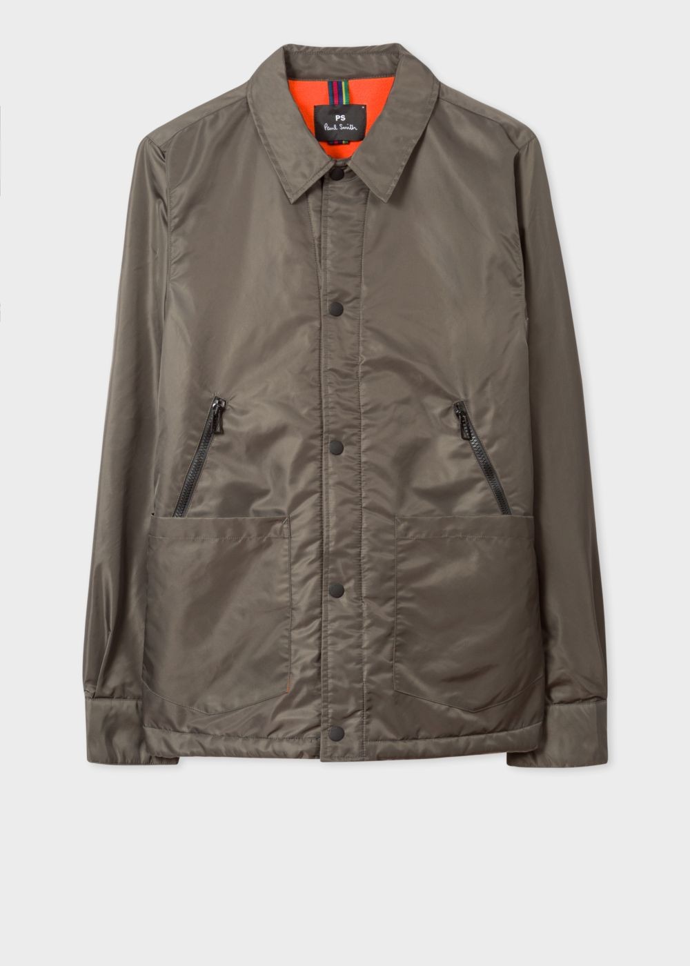 Paul Smith Mens's Khaki Work coat With Contrast Fleece Lining