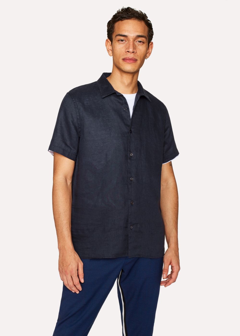 Paul Smith Men's Classic-Fit Dark Navy Linen Short-Sleeve T-Shirts