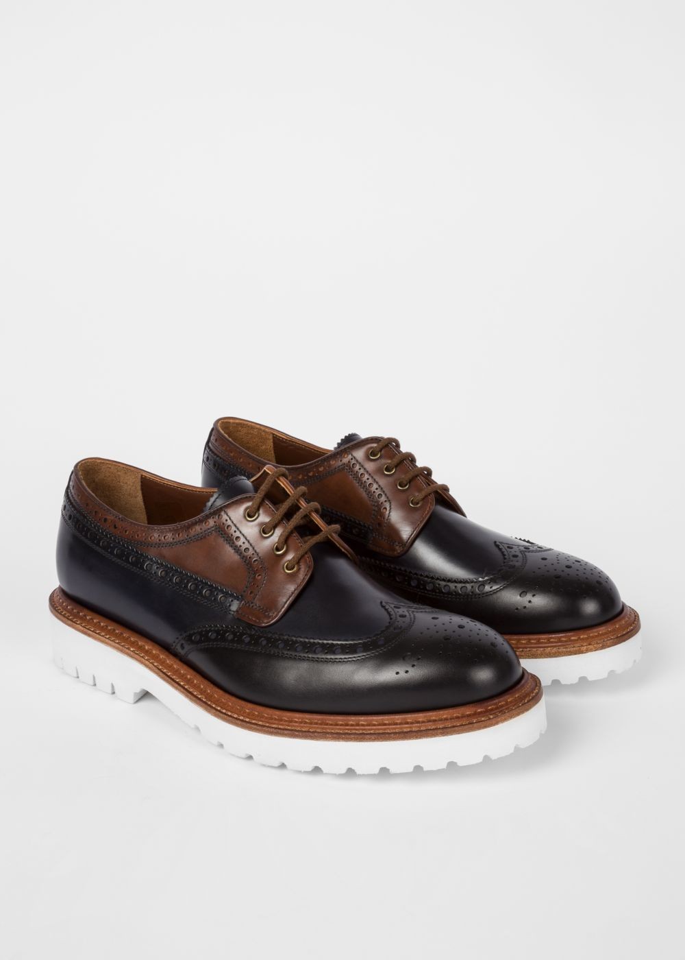 Paul Smith Mens's Black And Tan Leather 'vegas' Brogues Shoes