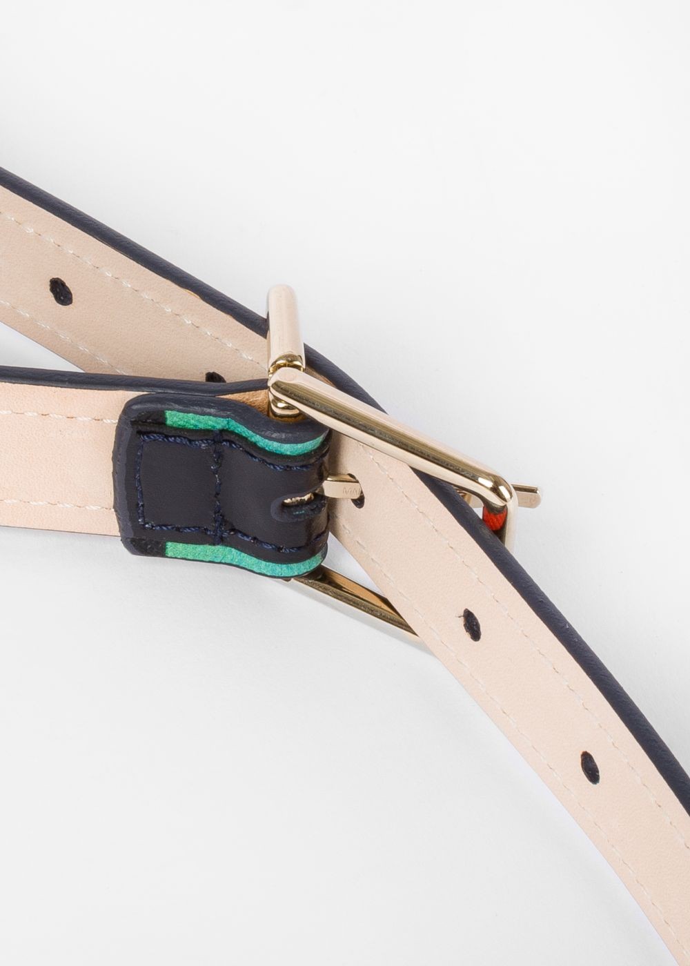 Paul Smith Womens's Navy 'artist Stripe' Edge Leather Belt