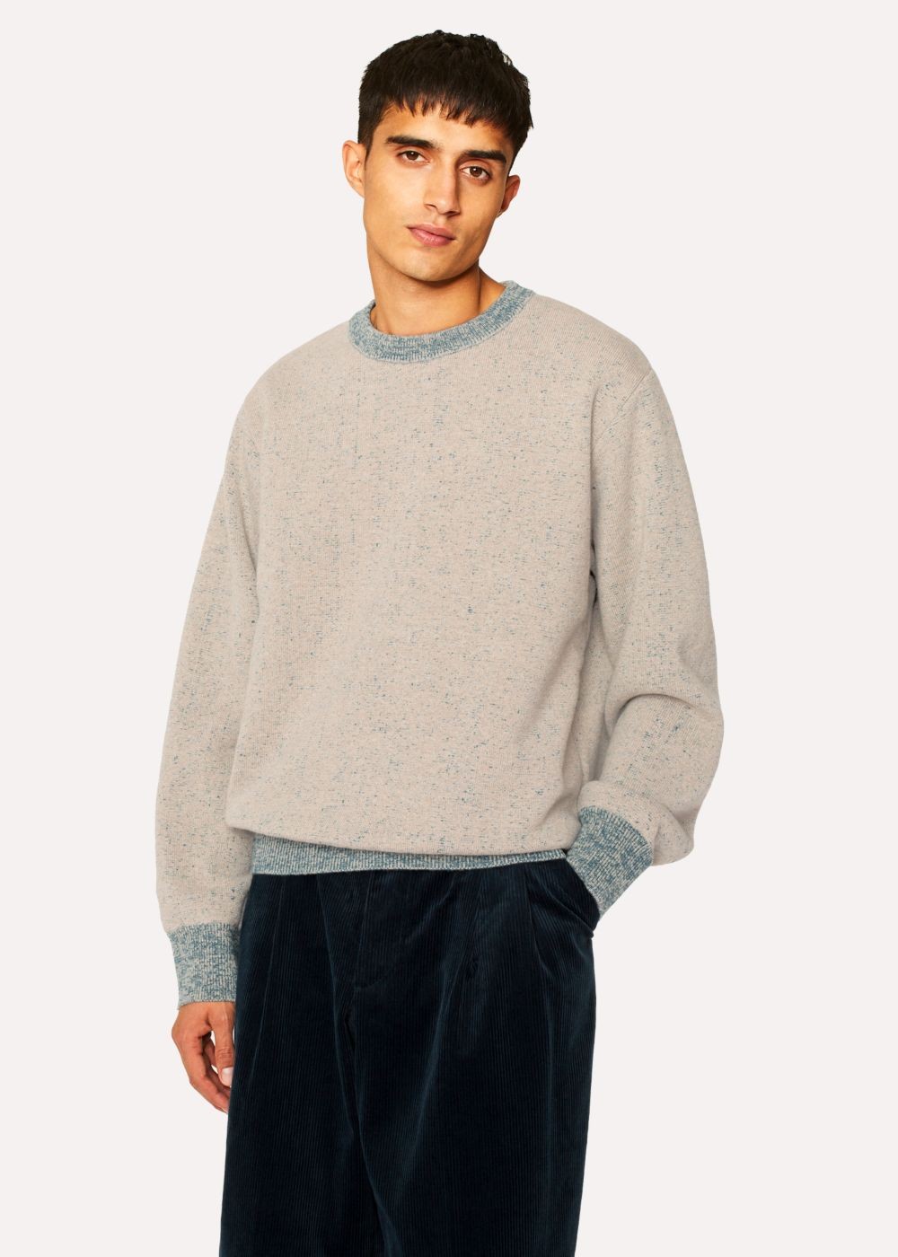 Paul Smith Men's Light Grey Marl Wool-Blend Red Ear Sweater