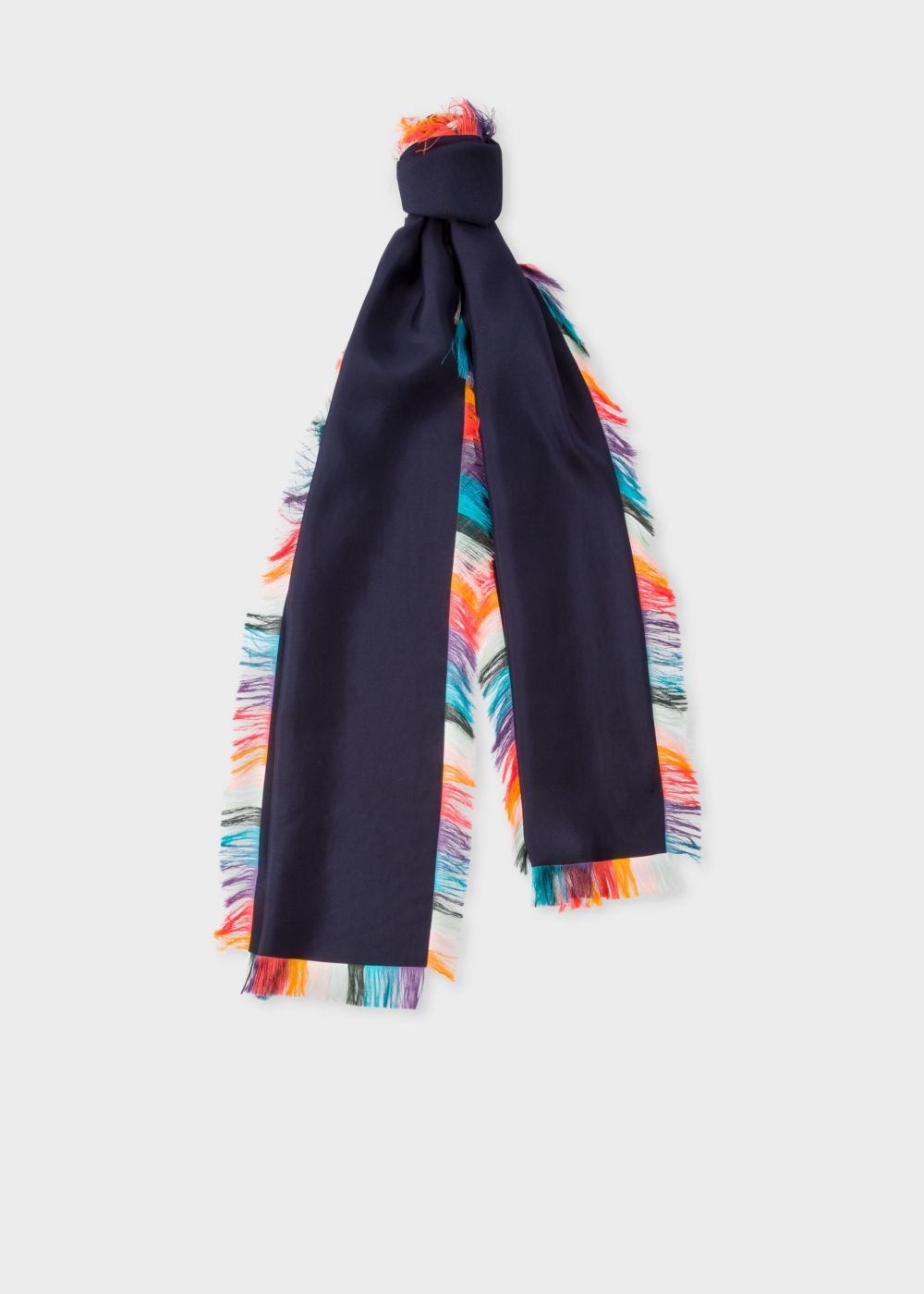 Paul Smith Men's Navy 'artist Stripe' Tassel Silk Scarf