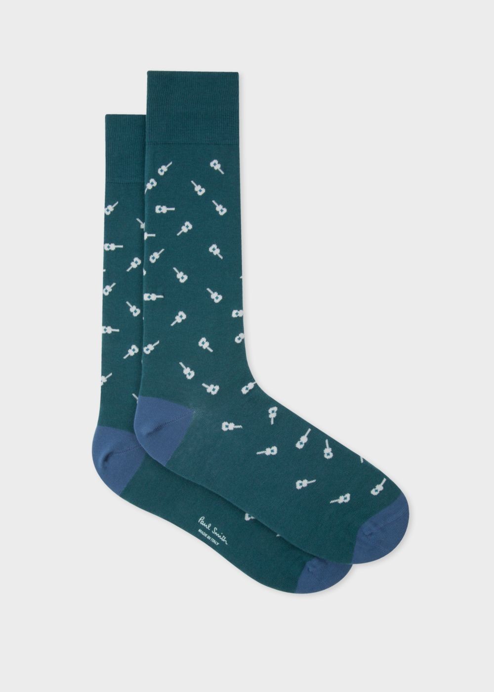 Paul Smith Mens's Petrol Green Guitar Pattern Socks