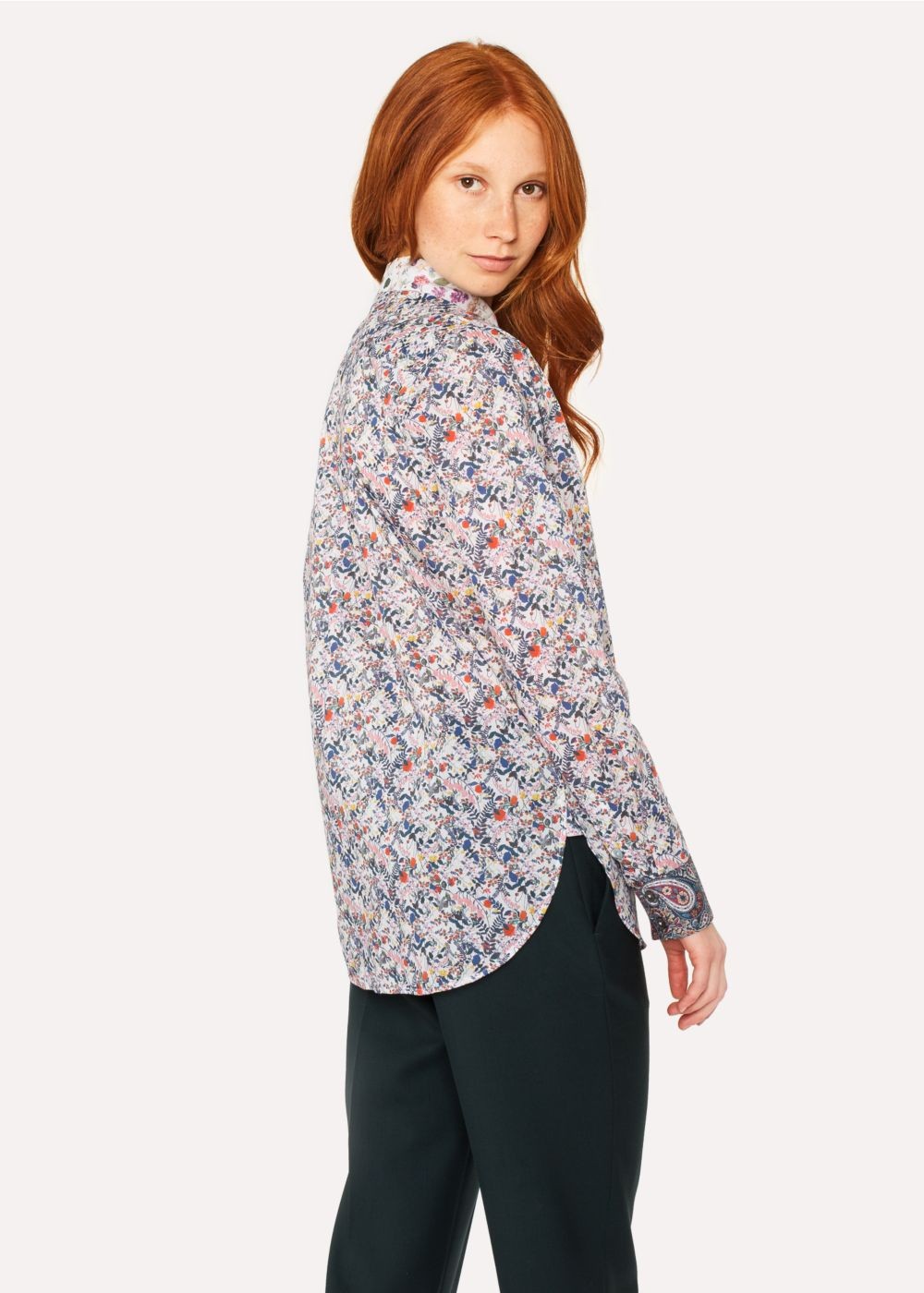 Paul Smith Women's Slim-Fit Liberty Print Shirt With Contrast Cuffs And Collar