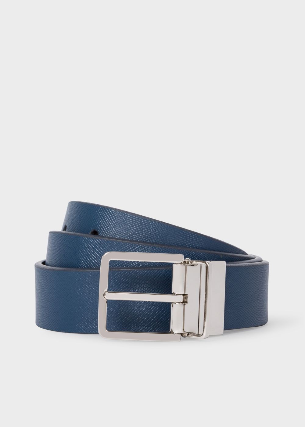 Paul Smith Mens's Black And Slate Blue Reversible Leather Cut-To-Fit Belt