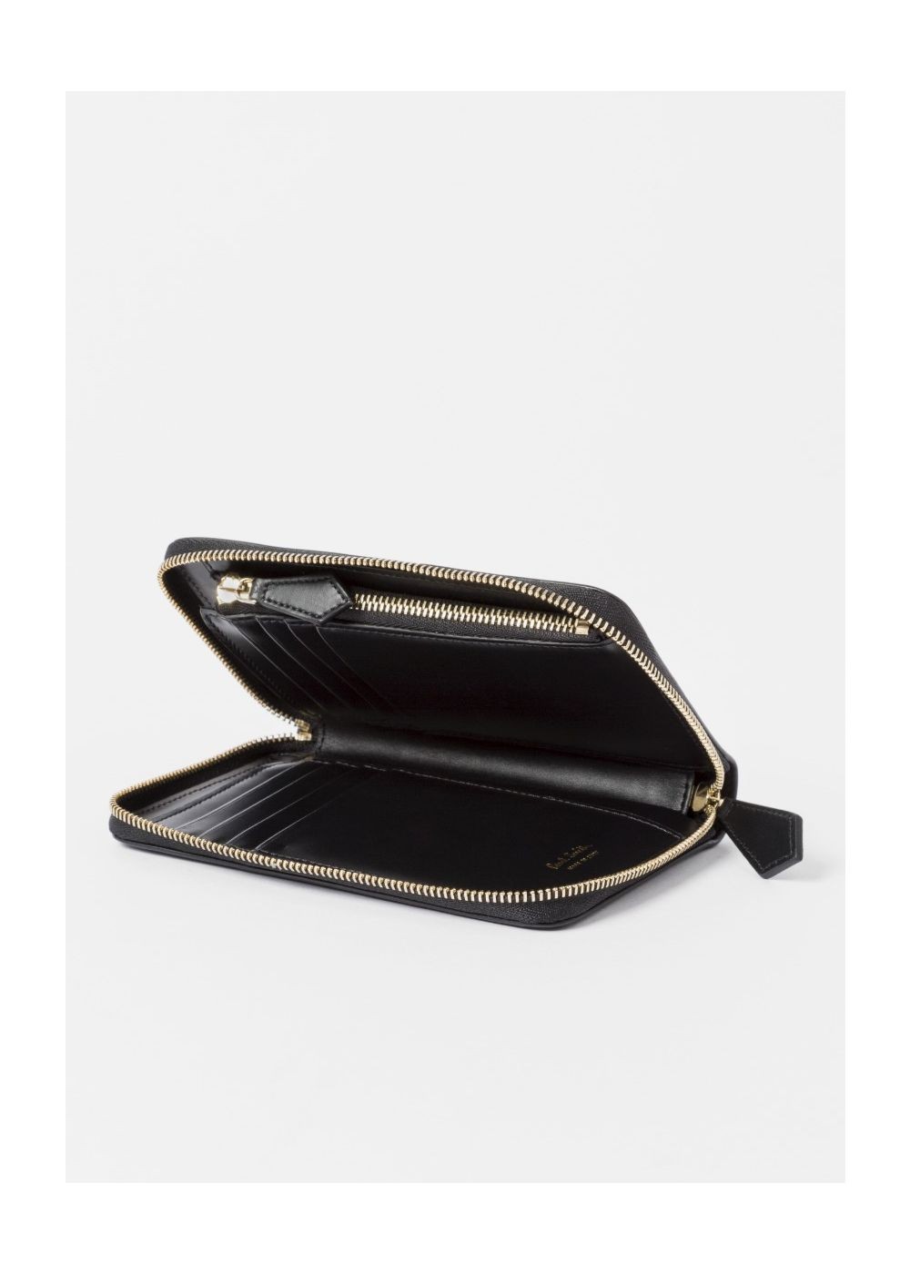 Paul Smith Lady's Medium Black Leather Monogrammed Zip-Around Wallet